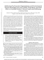 Addressing Psychosocial Organizational and Environmental Stressors Emerging from the COVID19 Pandemic and Their Effect on Essential Workers Mental Health and WellBeing A Literature Review