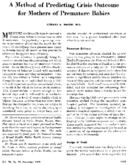 A method of predicting crisis outcome for mothers of premature babies