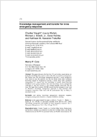 Knowledge management and transfer for mine emergency response