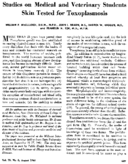 Studies on medical and veterinary students skin tested for toxoplasmosis