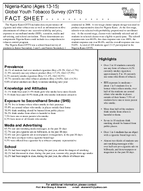 2008 Nigeria  Kano Ages 1315 Global Youth Tobacco Survey GYTS Fact Sheet