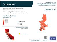 CA Congressional District 30 Heart Disease and Federally Qualified Health Centers Map 118th Congress