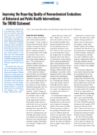 Improving the Reporting Quality of Nonrandomized Evaluations of Behavioral and Public Health Interventions The TREND Statement