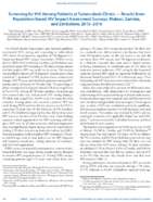 Screening for HIV Among Patients at Tuberculosis Clinics  Results from PopulationBased HIV Impact Assessment Surveys Malawi Zambia and Zimbabwe 20152016