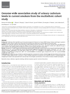 GenomeWide Association Study of Urinary Cadmium Levels in Current Smokers from the Multiethnic Cohort Study