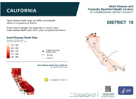 CA Congressional District 15 Heart Disease and Federally Qualified Health Centers Map 118th Congress