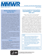 Hearing Impairment Among NoiseExposed Workers  United States 20032012