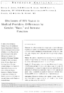 Disclosure of HIV status to medical providers differences by gender race and immune function