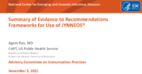 Summary of evidence to recommendations frameworks for use of JYNNEOS