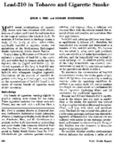 Lead210 in tobacco and cigarette smoke