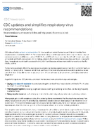 CDC updates and simplifies respiratory virus recommendations  Recommendations are easier to follow and help protect those most at risk