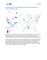 West Nile virus neuroinvasive disease incidence reported to ArboNET by county United States 2011
