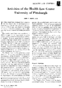 Activities Of The Health Law Center University Of Pittsburgh