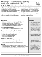 2002 Mozambique  Gaza Inhambane Ages 1315 Global Youth Tobacco Survey GYTS Fact Sheet