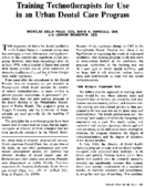 Training Techno therapists For Use In An Urban Dental Care Program