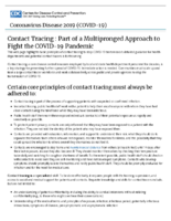 Contact tracing part of a multipronged approach to fight the COVID19 pandemic