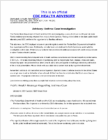 Advisory  Anthrax case investigation