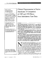 Clinical hypertension in Native Americans a comparison of 1987 and 1992 rates from ambulatory care data