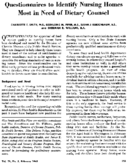Questionnaires to identify nursing homes most in need of dietary counsel