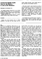 Community Mental Health Care For The ElderlyA Look At The Obstacles