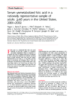 Serum unmetabolized folic acid in a nationally representative sample of adults 60 years in the United States 20012002
