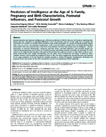 Predictors of Intelligence at the Age of 5 Family Pregnancy and Birth Characteristics Postnatal Influences and Postnatal Growth
