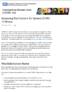 Assessing risk factors for severe COVID19 illness Aug 10 2020