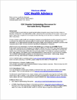 CDC disaster epidemiology resources for Hurricane Sandy response