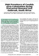 High Prevalence of Candida auris Colonization during Protracted Neonatal Unit Outbreak South Africa