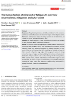The Human Factors of Mineworker Fatigue An Overview on Prevalence Mitigation and Whats Next