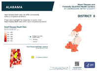 AL Congressional District 06 Heart Disease and Federally Qualified Health Centers Map 118th Congress