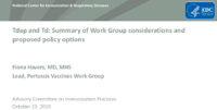 Tdap and Td Summary of Work Group considerations and proposed policy options