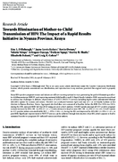 Towards Elimination of MothertoChild Transmission of HIV The Impact of a Rapid Results Initiative in Nyanza Province Kenya