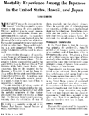 Mortality experience among the Japanese in the United States Hawaii and Japan