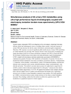 Simultaneous analysis of 28 urinary VOC metabolites using ultra high performance liquid chromatography coupled with electrospray ionization tandem mass spectrometry UPLCESIMSMS