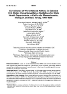 Surveillance of WorkRelated Asthma in Selected US States Using Surveillance Guidelines for State Health Departments  California Massachusetts Michigan and New Jersey 19931995
