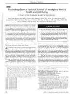 Proceedings from a National Summit on Workplace Mental Health and WellBeing A Focus on the Graduate Academic Environment