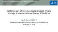 Epidemiology of meningococcal disease among college students  United States 20142016