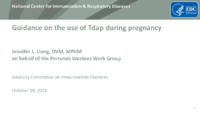 Guidance on the use of Tdap during pregnancy