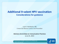 Additional 9valent HPV vaccination  considerations for guidance
