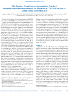 The Advisory Committee on Immunization Practices Updated Interim Recommendation for Allocation of COVID19 Vaccine  United States December 2020