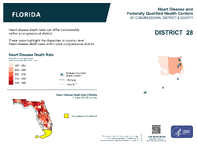 FL Congressional District 28 Heart Disease and Federally Qualified Health Centers Map 118th Congress