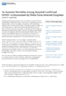 InHospital Mortality Among Hospital Confirmed COVID19 Encounters by Week from Selected Hospitals September 21 2021