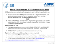 Ebola Virus Disease EVD Screening for EMS 20141001