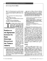 Position On The Agreement Between The State Attorneys General And The Tobacco Industry American College Of Preventive Medicine