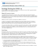 Serology Testing for COVID19 April 14 2020