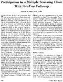 Participation in a multiple screening clinic with fiveyear followup