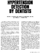 Hypertension detection by dentists