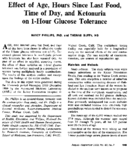Effect of age hours since last food time of day and ketonuria on 1hour glucose tolerance