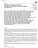 COVID19 Outbreaks Linked to Workplaces 23 US Jurisdictions AugustOctober 2021